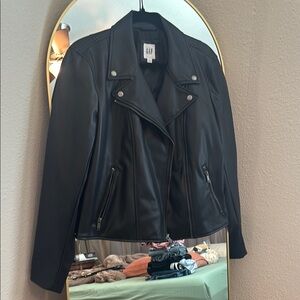 GAP Women's Black Faux Leather Jacket